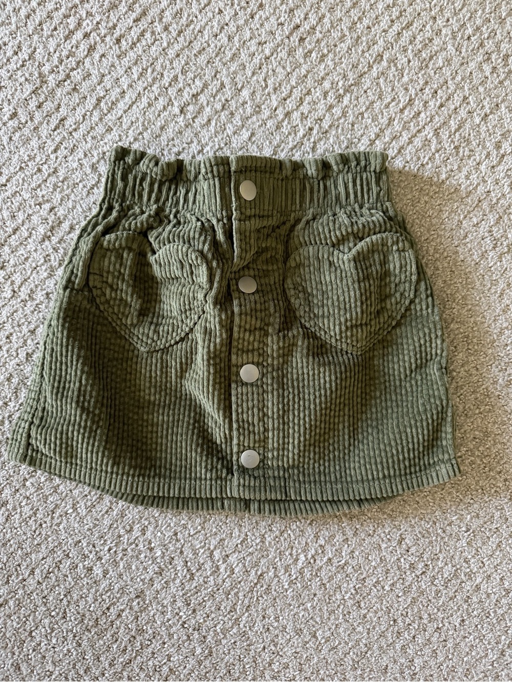 Old Navy Olive Green Corduroy Skirt with Heart Pockets